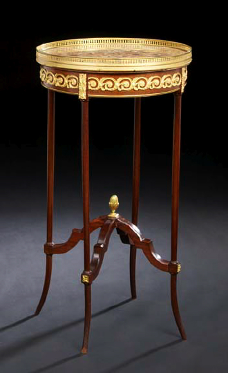 Appraisal: Diminutive French Gilt-Brass-Mounted Mahogany Circular Salon Table in the late