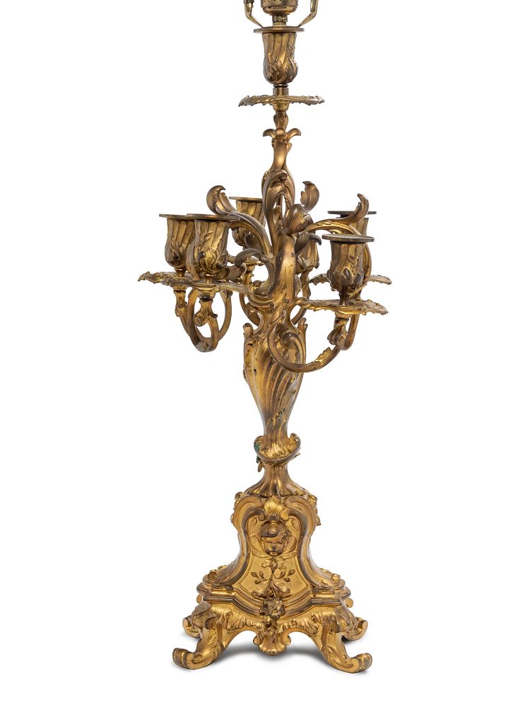 Appraisal: A Louis XV Style Gilt Bronze Five-Light Candelabrum Mounted as