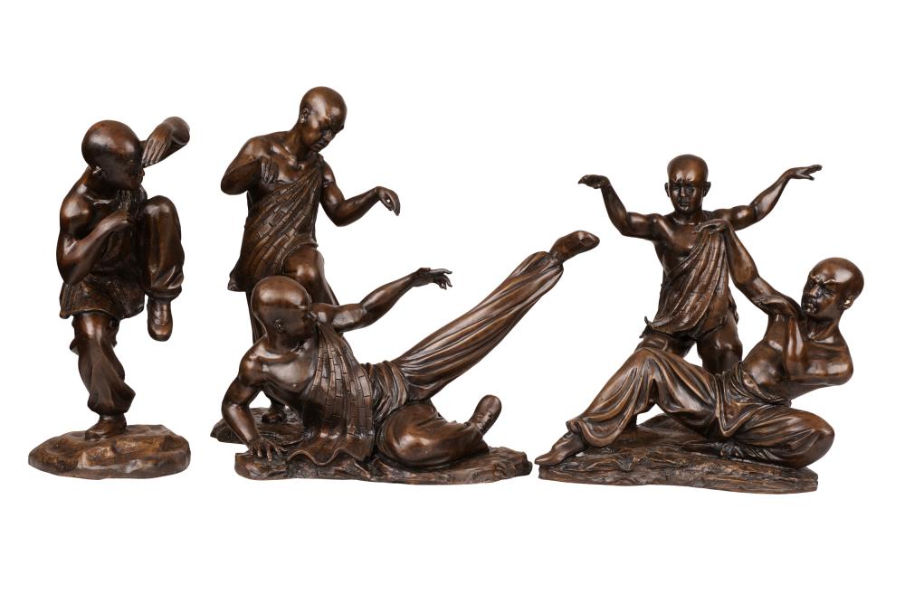 Appraisal: FIVE BRONZE FIGURES OF MONKSunsigned Provenance The Estate of David