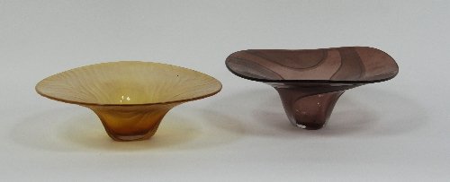 Appraisal: Catherine Hough Two glass bowls each with triangular cut glass