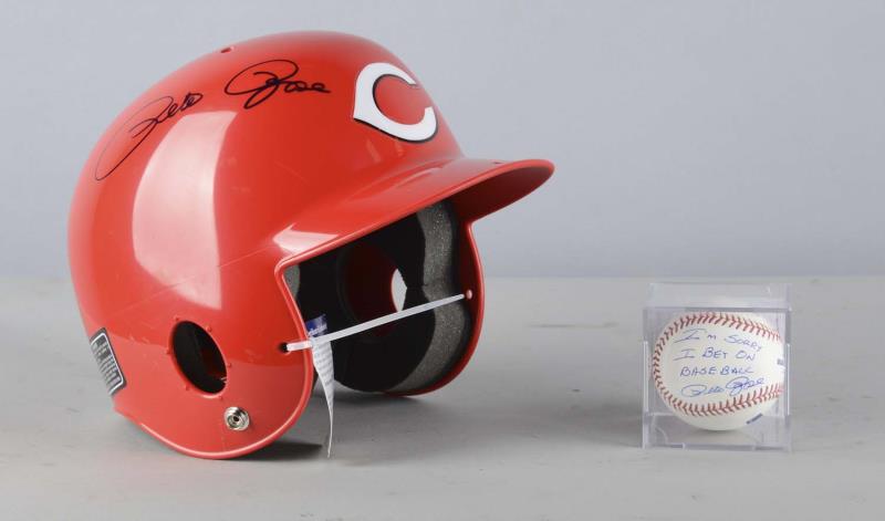 Appraisal: Lot Of Signed Pete Rose Cincinnati Reds Items This lot