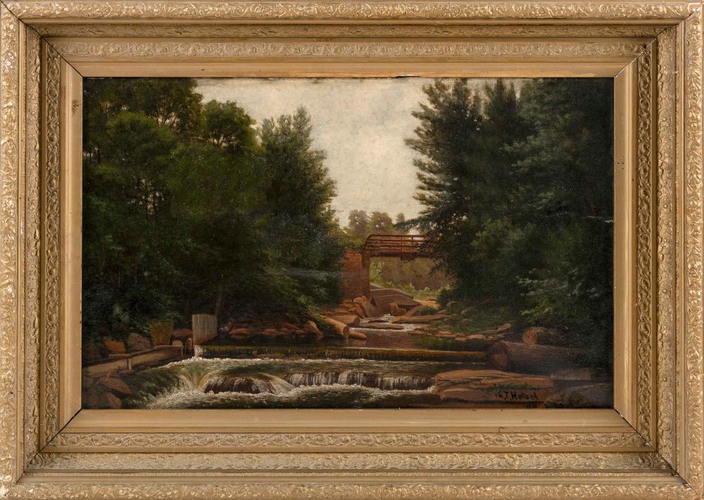 Appraisal: GEORGE T HETZEL PENNSYLVANIA - LANDSCAPE WITH BRIDGE AND DAM