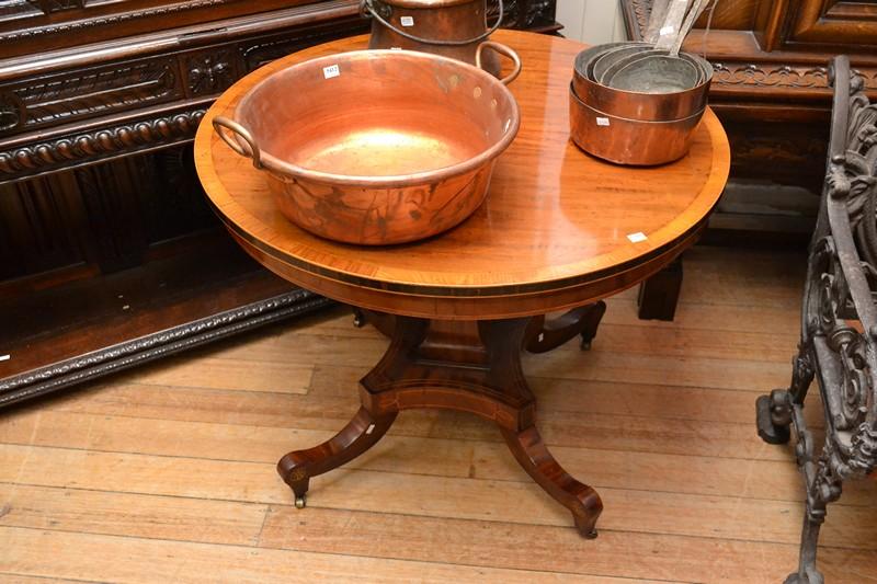 Appraisal: A TH CENTURY BREAKFAST TABLE WITH BRASS AND PARQUETRY INLAY