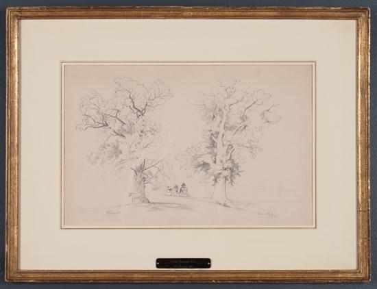 Appraisal: Two framed graphite on paper drawings by David Johnson American