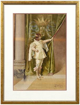 Appraisal: Alberto M La Monaca watercolor Italian - courtier or page