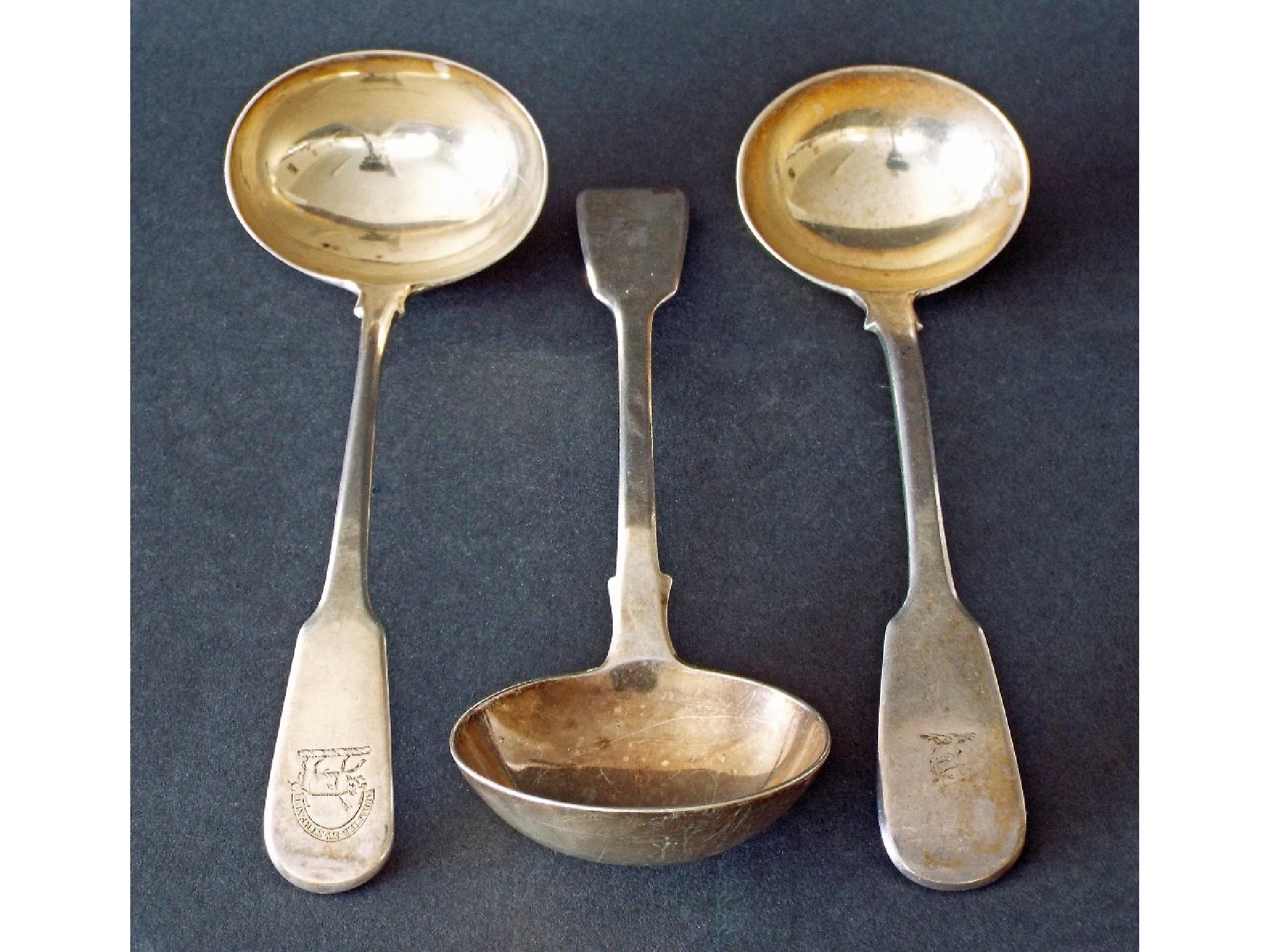 Appraisal: George III silver sauce ladle maker Richard Crossley London long