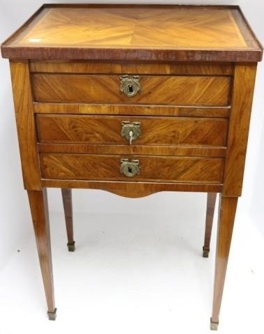 Appraisal: EARLY TH C CONTINENTAL DRESSING TABLE EXOTICWOOD INLAY LIFT-TOP WITH