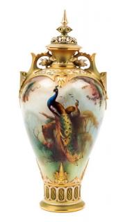 Appraisal: A Royal Worcester Porcelain Covered Vase Height inches A Royal