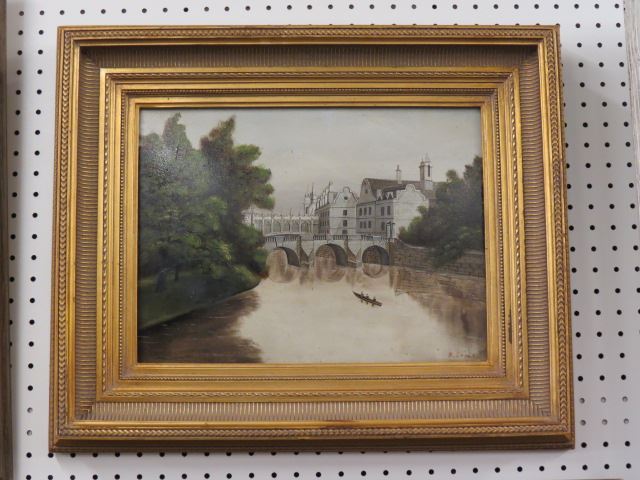 Appraisal: R Leach Oil European waterway fine detail th century on