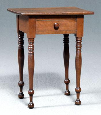 Appraisal: Southern walnut one-drawer table figured walnut one-board top over dovetailed