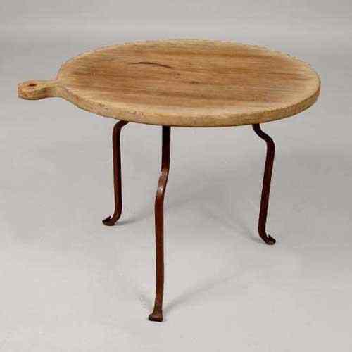 Appraisal: An American Pine Oven Peel Iron Base Side Table th