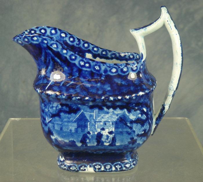 Appraisal: Staffordshire blue transfer pitcher night time farm scene unsigned h