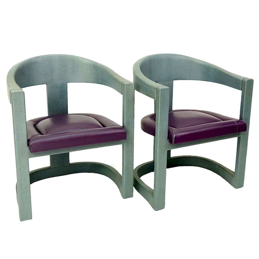 Appraisal: Karl Springer Onassis Chairs Two Karl Springer Onassis Arm Chairs