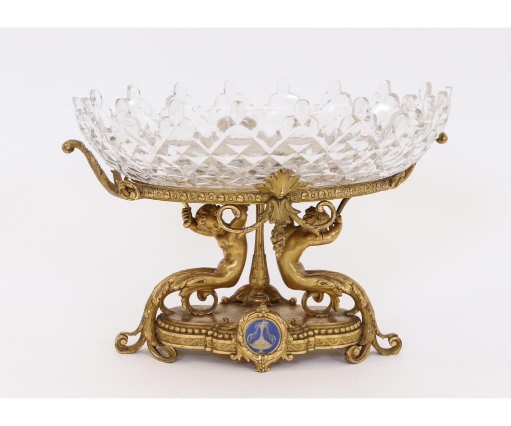 Appraisal: French fire gilt centerpiece th c with Wedgwood medallions and