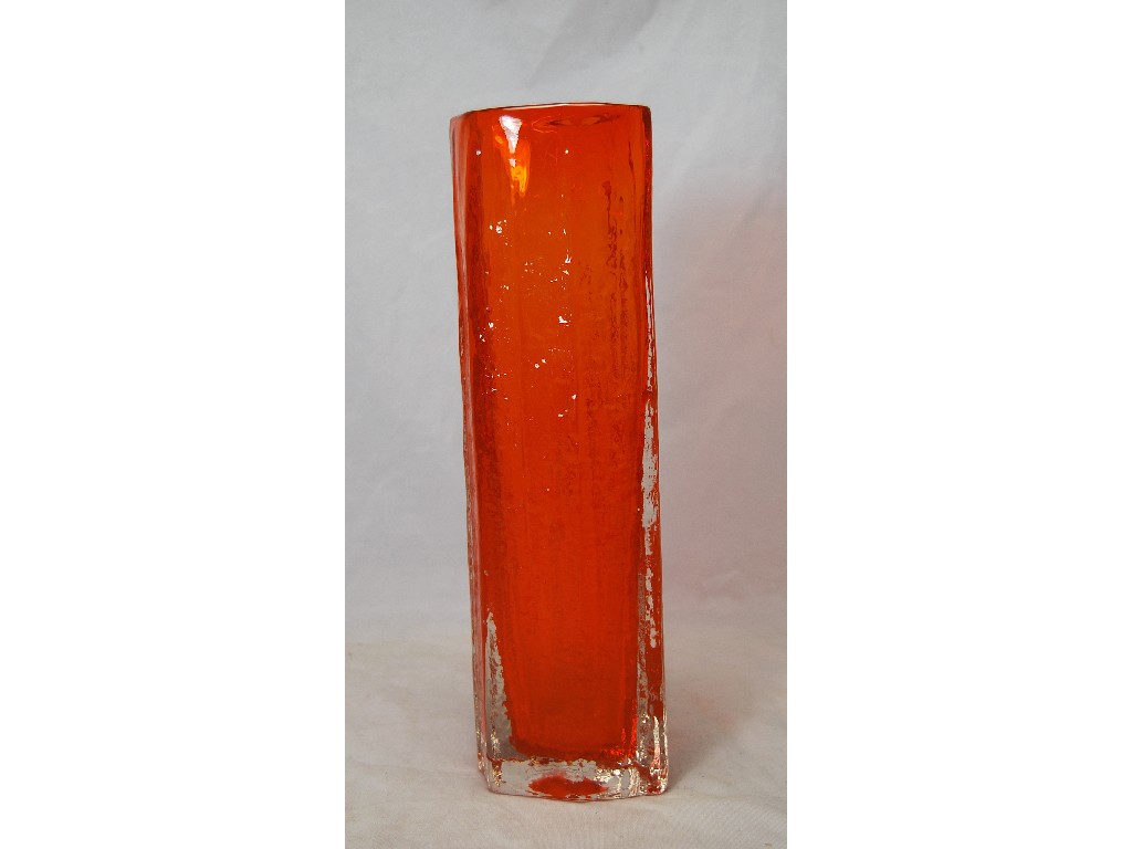 Appraisal: Whitefriars textured tubular vase by Geoffrey Baxter c tangerine cm