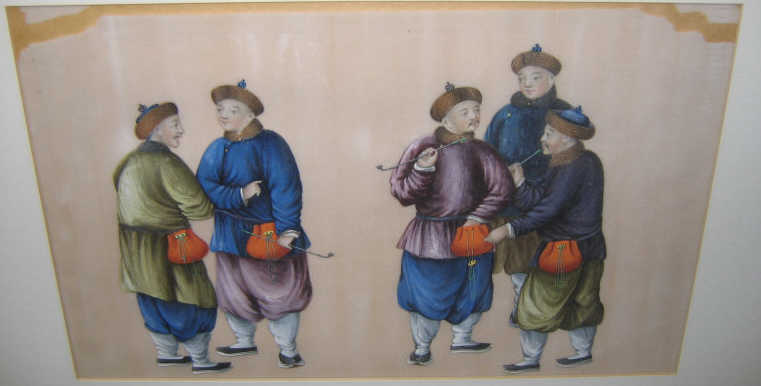 Appraisal: JAPANESE TH CENTURY Four various scenes with multiple figures watercolor