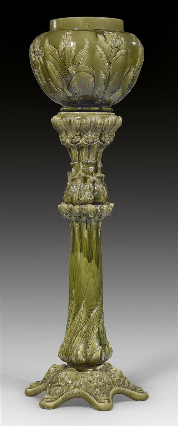 Appraisal: ANONYMOUS JARDINIERE circa Ceramic with green glaze H cm D