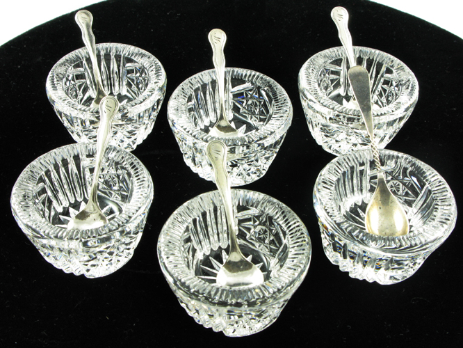 Appraisal: A SET OF SIX CUT CRYSTAL SALT CELLARS AND SIX