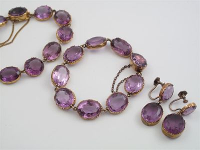 Appraisal: A pair of Victorian amethyst set gold bracelets Cut down