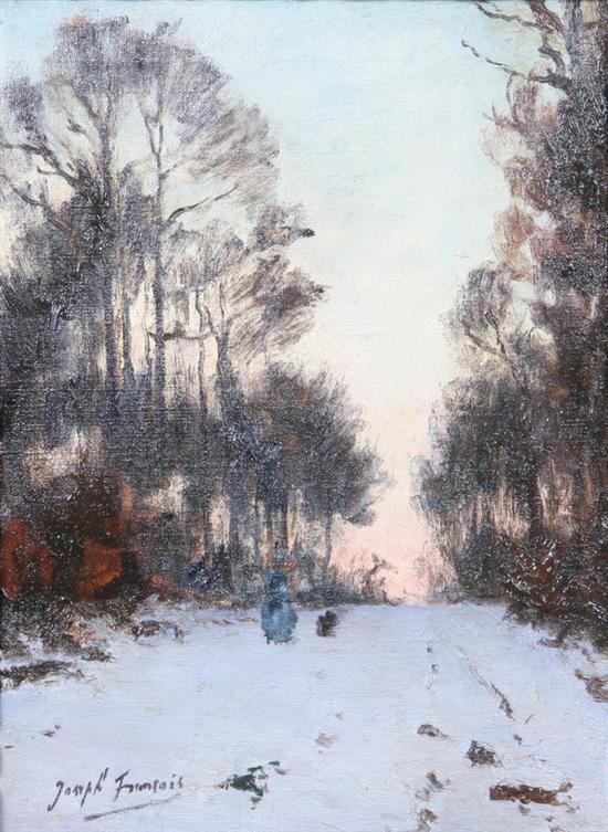 Appraisal: JOSEPH FRAN OIS Belgian - SNOW COVERED PATH THROUGH FOREST