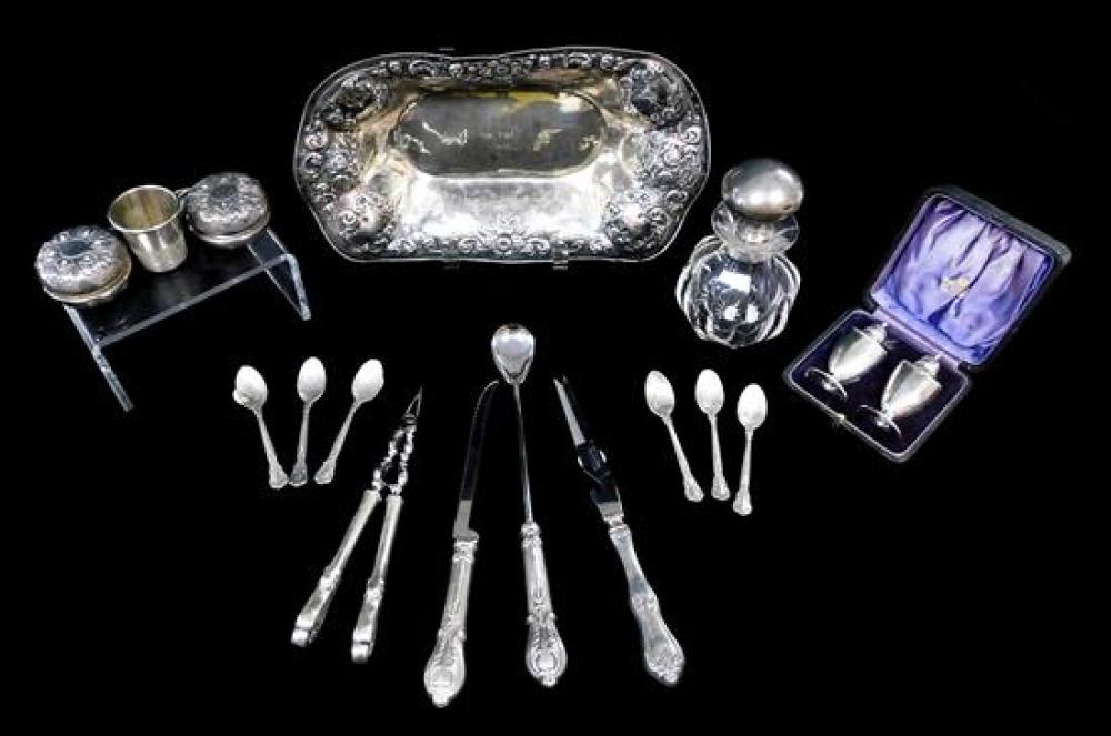 Appraisal: SILVER Seventeen sterling serving pieces flatware and accessories all marked