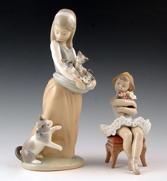 Appraisal: LLADRO FIGURES BALLERINA To include Girl with Cats measures ''