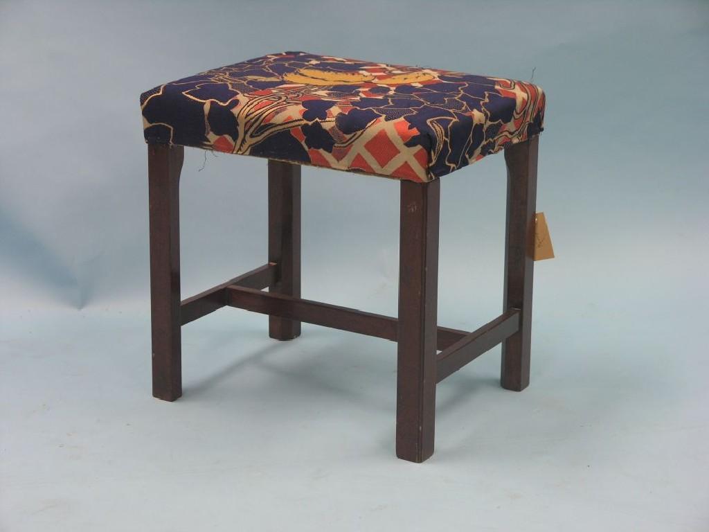 Appraisal: A George III-style mahogany stool upholstered seat on plain square