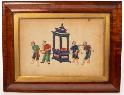 Appraisal: A pair of Chinese rice paper watercolour drawings late Qing