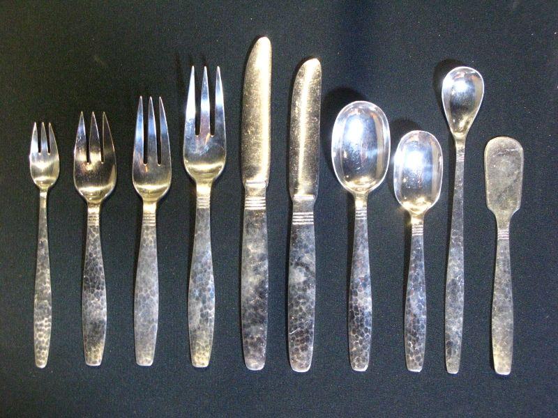 Appraisal: Allan Adler CA Modern Hammered Sterling Flatware an important and