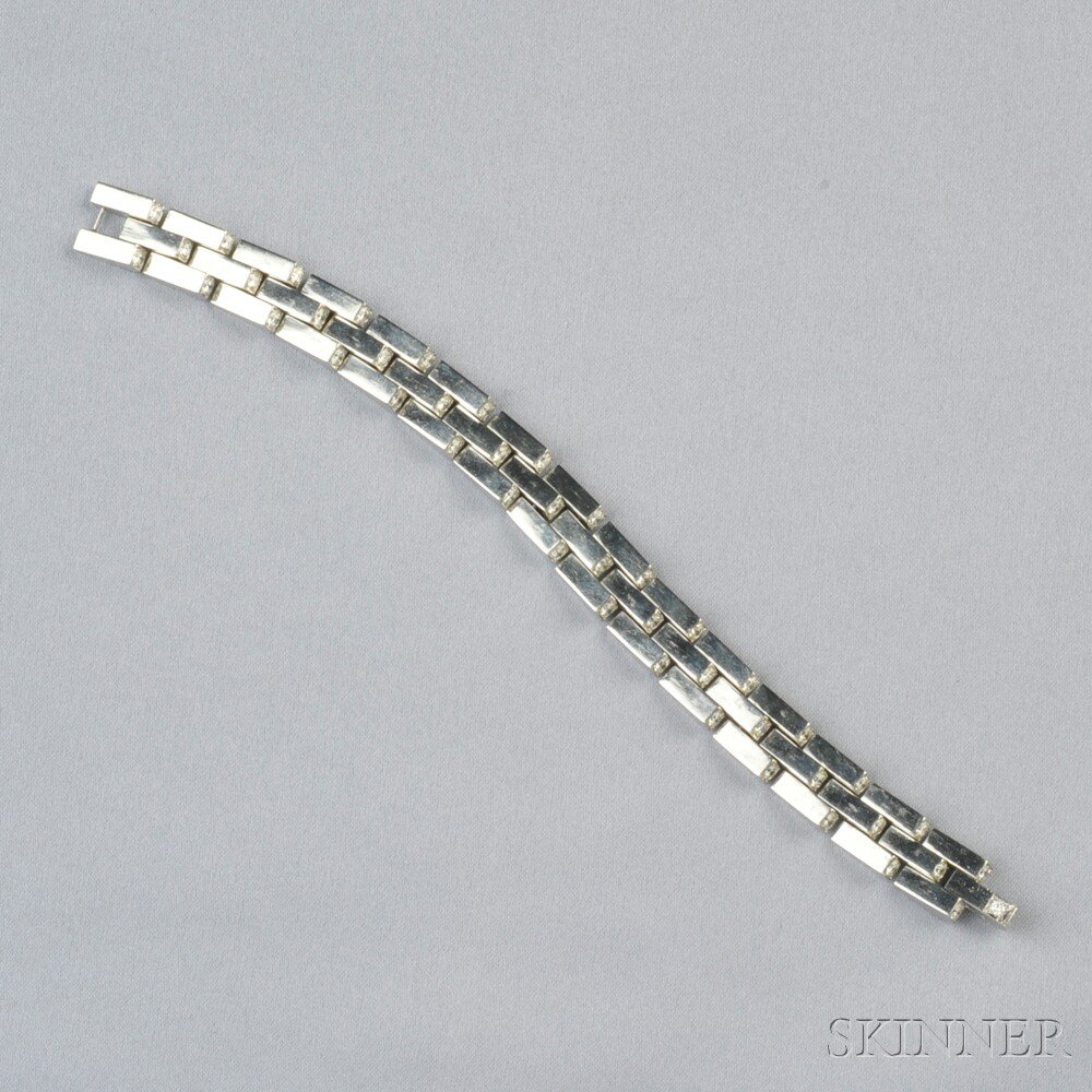 Appraisal: Platinum and Diamond Moving Staircase Bracelet composed of stepped links