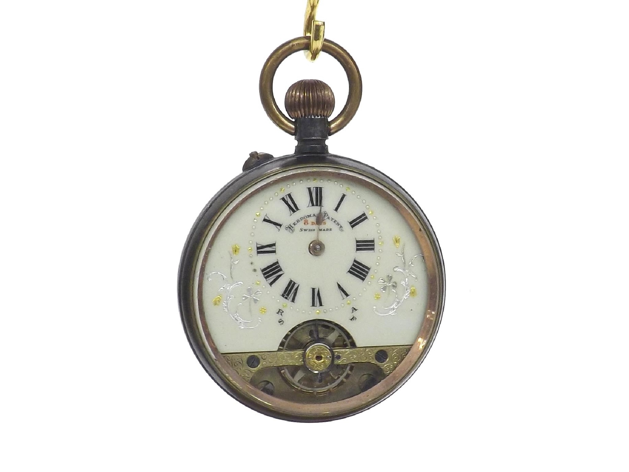 Appraisal: Hebdomas Patent Eight Days Swiss lever gunmetal pocket watch the