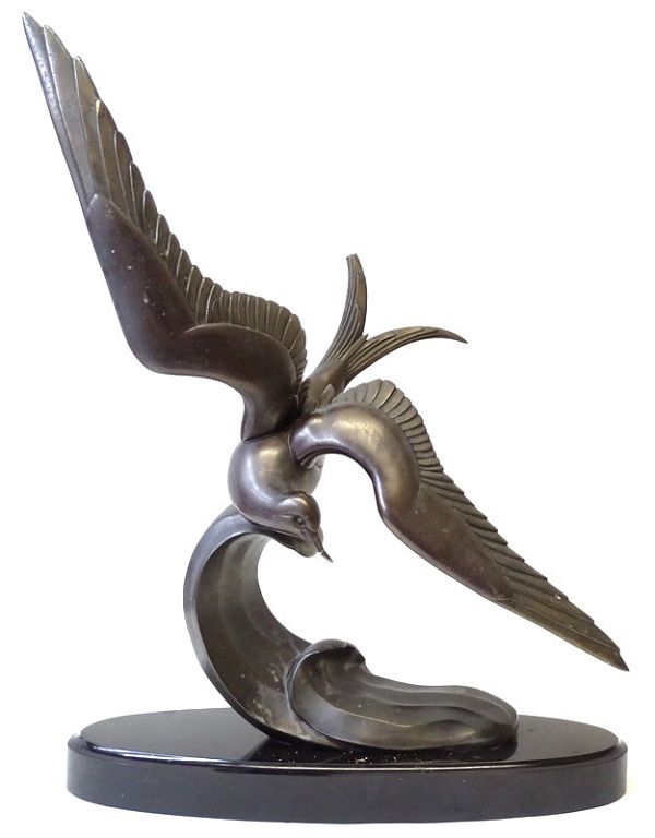 Appraisal: Deco Sculpture Terns in Flight by Irenee Rochard Art Deco