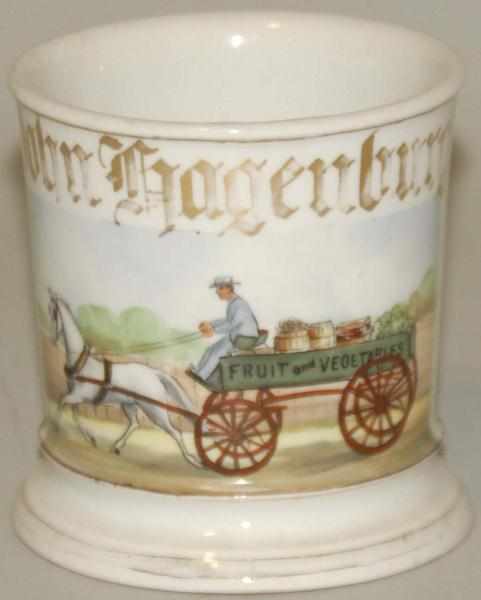 Appraisal: Fruit and Vegetable Wagon Shaving Mug Occupational shaving mug of