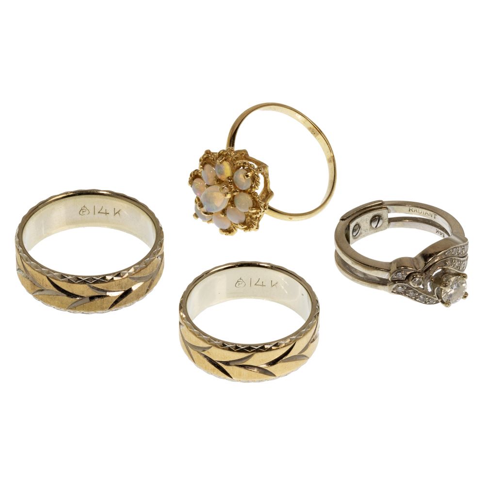 Appraisal: K GOLD RING ASSORTMENT items including a connected diamond engagement