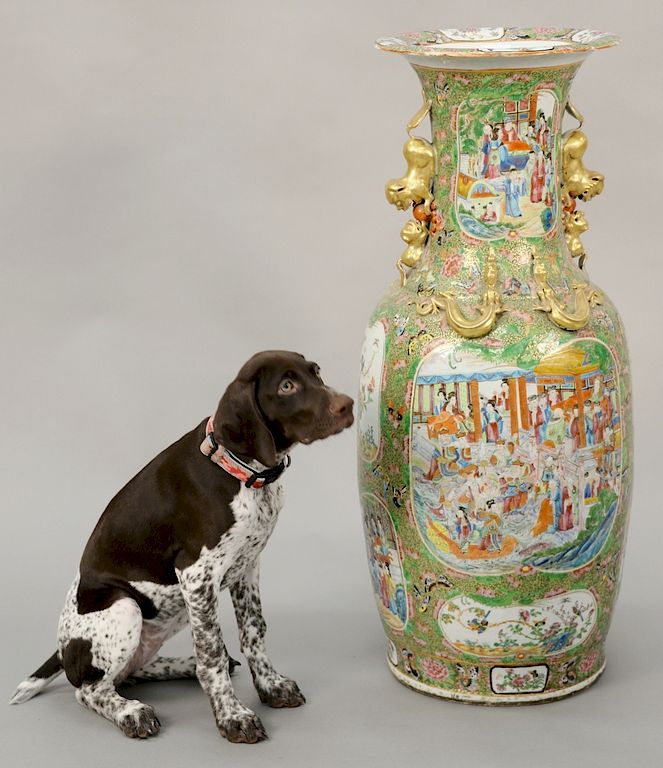 Appraisal: Rose Medallion palace size vase having painted panels of courtyards