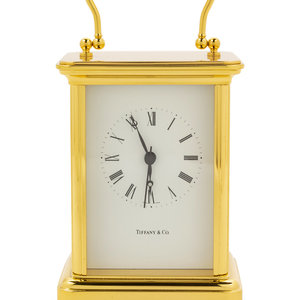 Appraisal: A Swiss Gilt Brass Carriage Clock Retailed by Tiffany Co