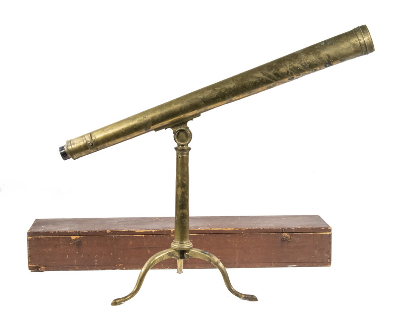 Appraisal: LATE TH C BRITISH BRASS TELESCOPE ON TRIPOD BY W