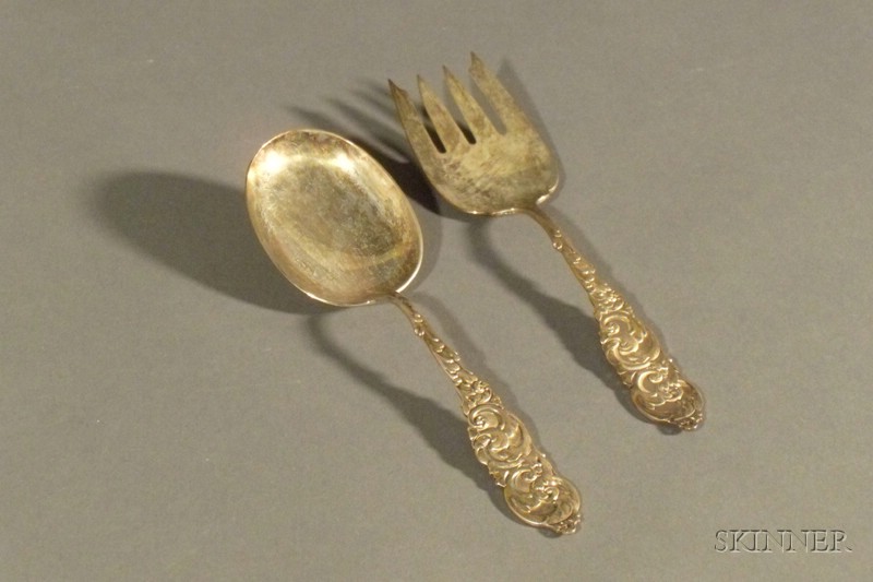 Appraisal: Pair of Amston Sterling Gladstone Salad Servers th century comprising