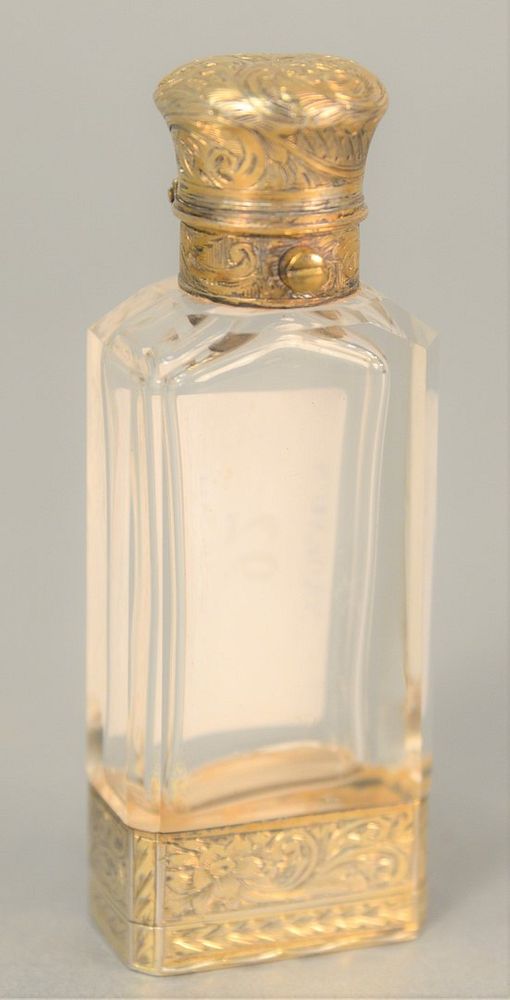 Appraisal: Scent bottle with gilt sterling silver top and bottom ht