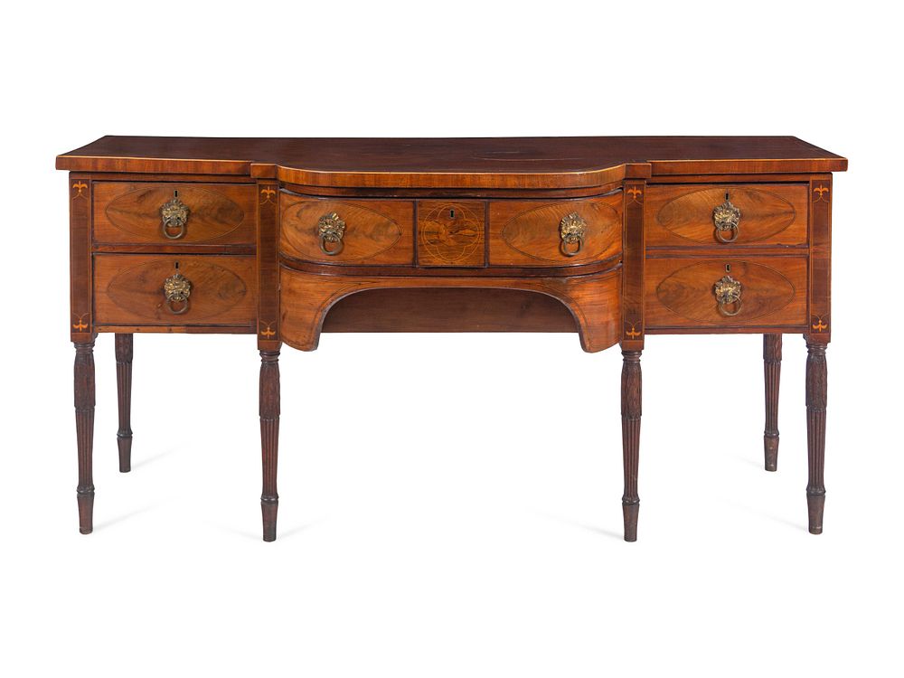 Appraisal: A George III Mahogany Satinwood and Rosewood Sideboard A George