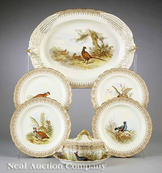 Appraisal: A Royal Worcester Porcelain Game Service c comprising twelve plates