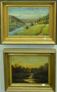 Appraisal: Three small oil paintings including oil on board Mountainous River