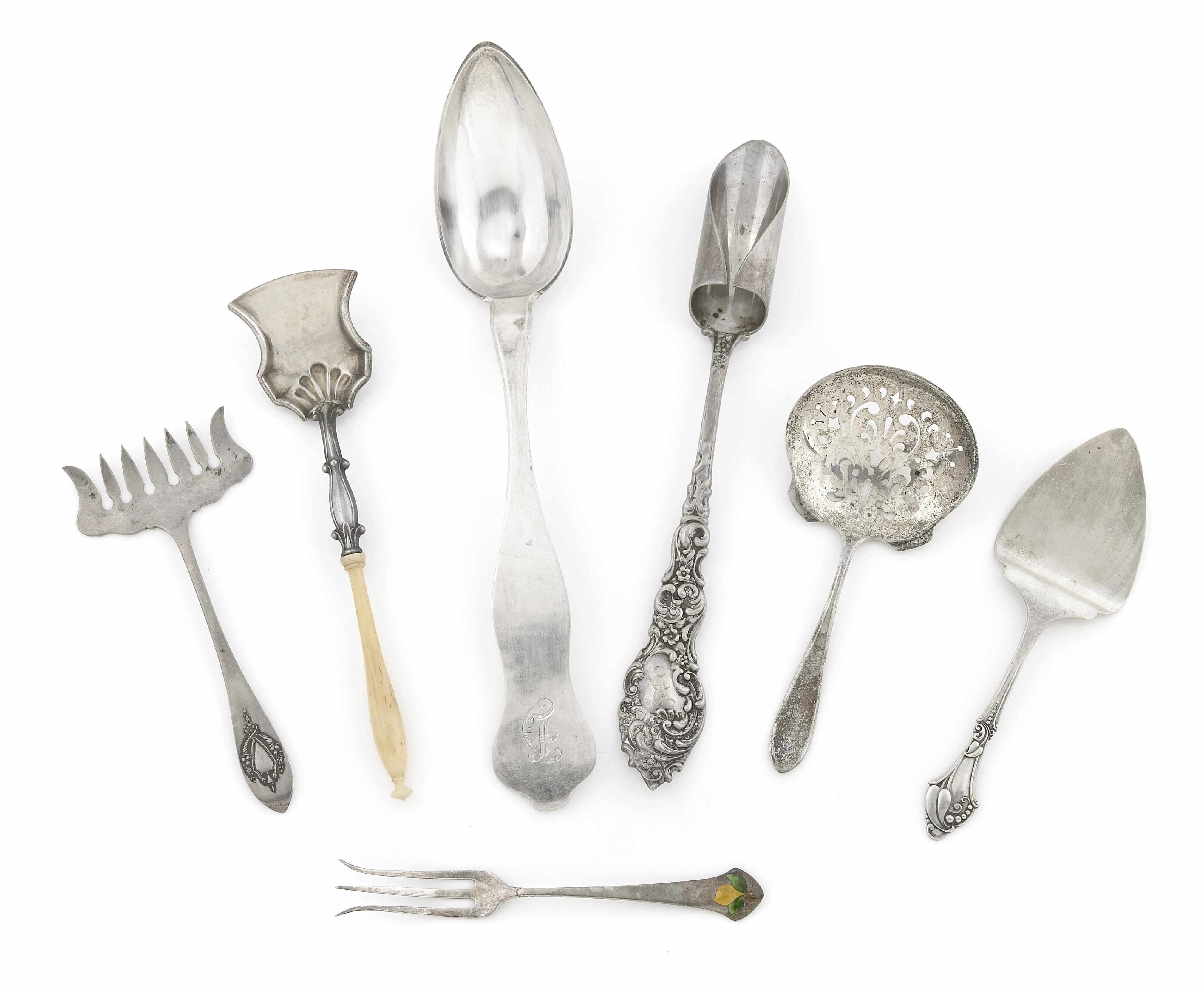 Appraisal: A group of silver flatware American and Continental th -