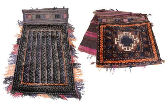 Appraisal: TWO SADDLE BAGS Turkish late th-early th century Stepped and