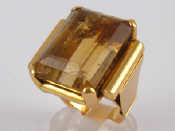 Appraisal: A French hallmarked carat gold Art Deco citrine ring citrine