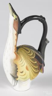 Appraisal: Annette Corcoran American b painted porcelain Least Bittern teapot initialed