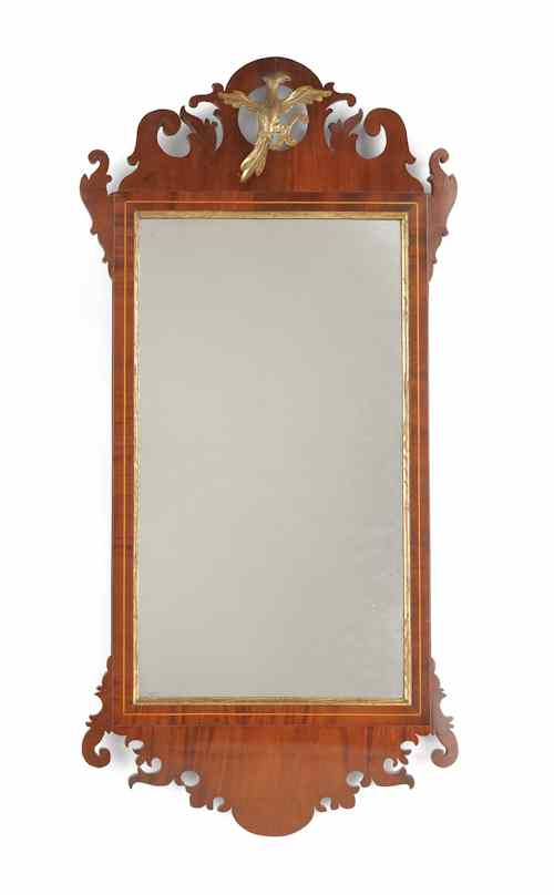 Appraisal: Chippendale mahogany looking glass late th c with parcel gilt