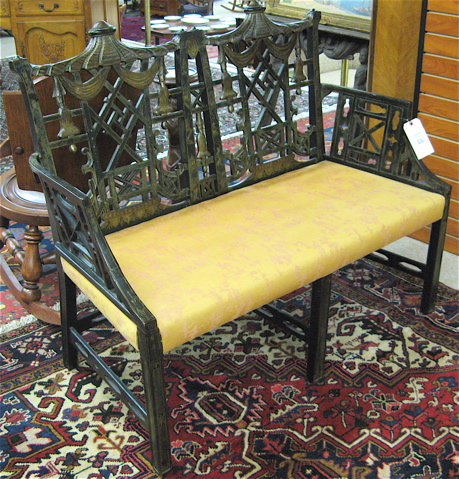 Appraisal: CHINESE CHIPPENDALE DOUBLE CHAIR-BACK SETTEE th century elements with overall