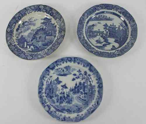 Appraisal: A Staffordshire blue and white plate transfer printed Oriental figures