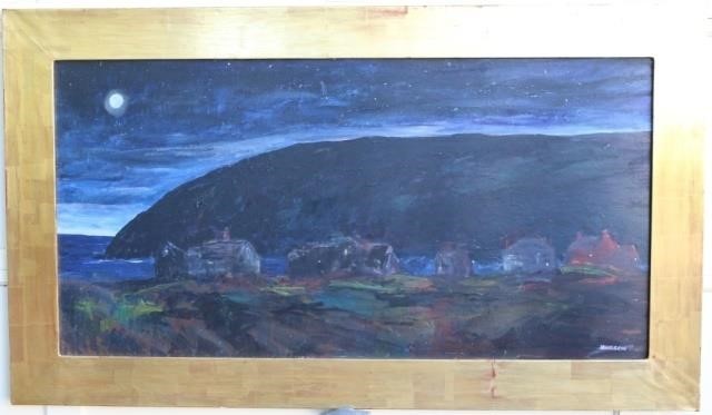 Appraisal: JACKIE HUDSON - MASS NY OILPAINTING ON MASONITE TITLED MONHEGAN